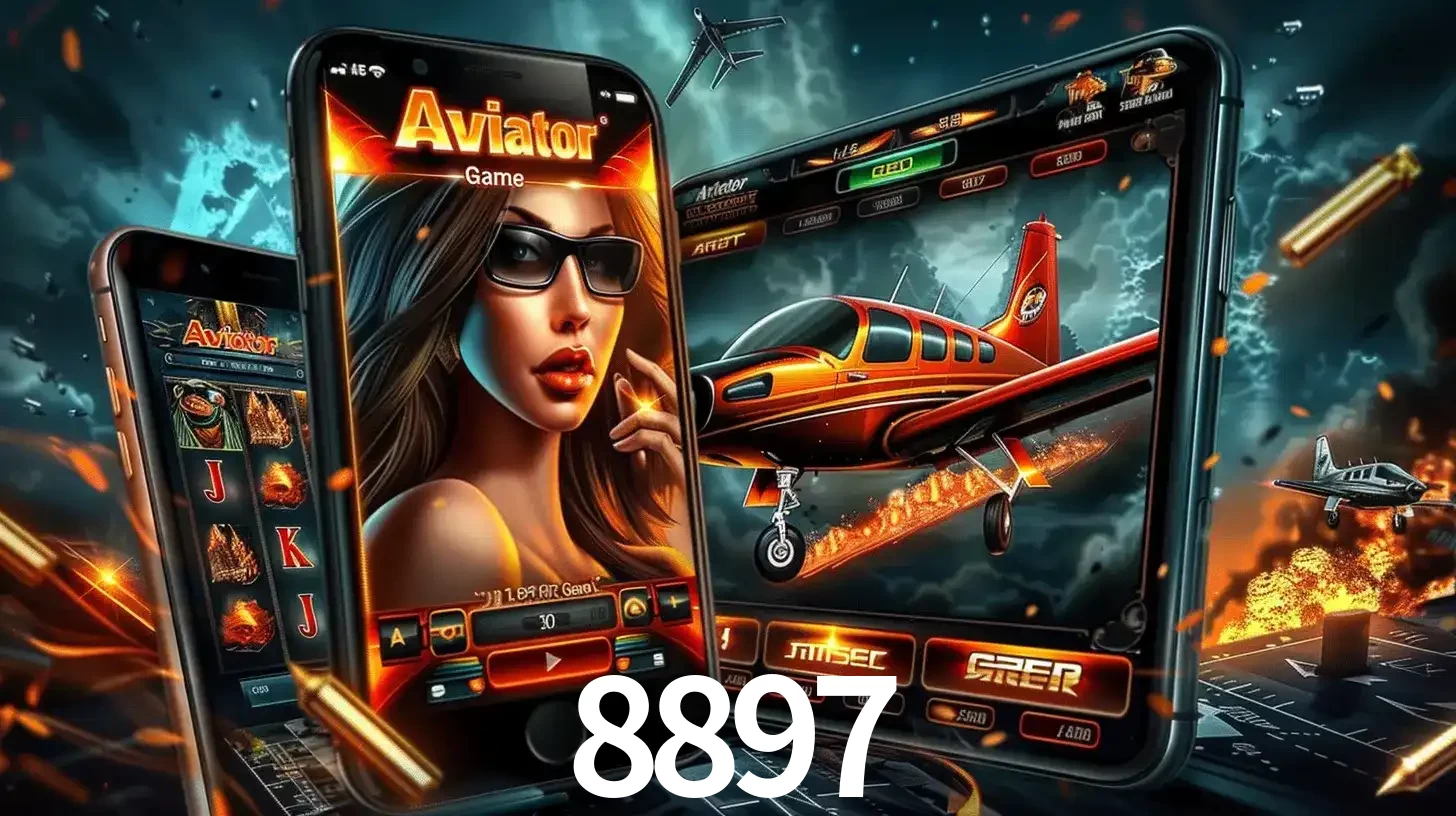 O popular jogo de apostas Aviator exibido em vários celulares e tablets, mostrando a interface emocionante e a ação de voo disponíveis para jogar agora no 8897.