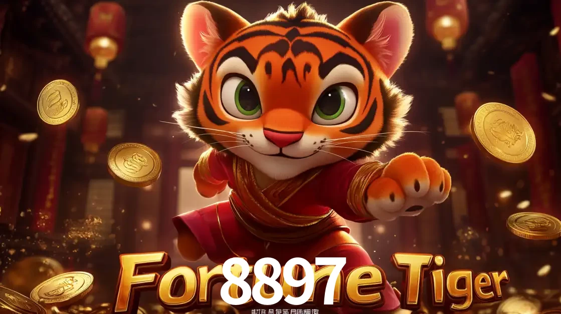 O carismático mascote do jogo de slot Fortune Tiger, um tigre fofo em pose de artes marciais, pronto para trazer sorte e multiplicadores de ganhos no cassino online 8897.