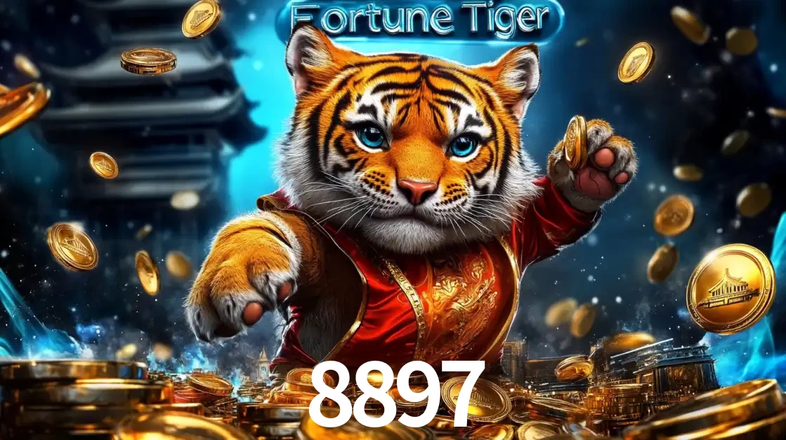 Imagem promocional do jogo de slot Fortune Tiger, com um tigre majestoso em traje tradicional cercado por uma fortuna em moedas de ouro, disponível agora no cassino 8897.